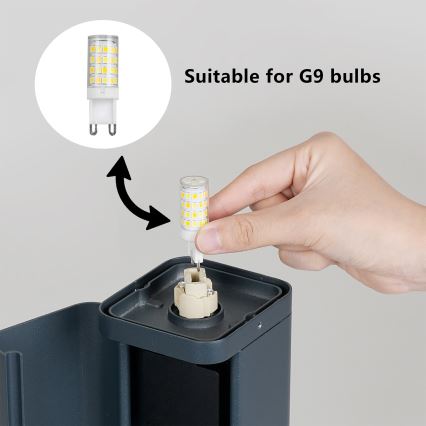 Brilagi - Vonkajšie svietidlo PILLAR so 2 zásuvkami SCHUKO, 1xG9/11W/230V, IP44, antracit