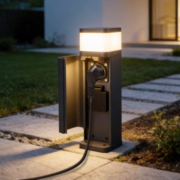 Brilagi - Vonkajšia lampa s 2 zásuvkami SCHUKO PILLAR 1xG9/11W/230V IP44 antracitová