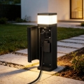 BRILAGI - Vonkajšia lampa s 2 zásuvkami SCHUKO PILLAR 1xG9/11W/230V IP44 čierna
