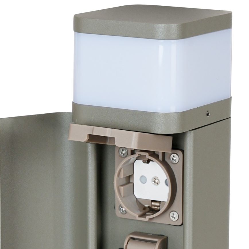 BRILAGI - Vonkajšia lampa s 2 zásuvkami SCHUKO PILLAR 1xG9/11W/230V IP44 sivá