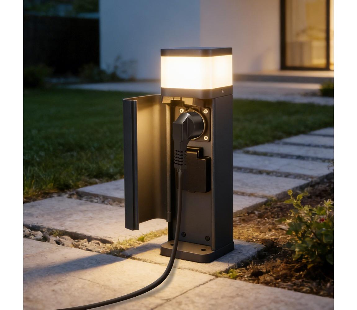 Brilagi -Vonkajšia lampa s 2 zásuvkami typu SCHUKO PILLAR 1xG9/11W/230V IP44 antracit BRI808