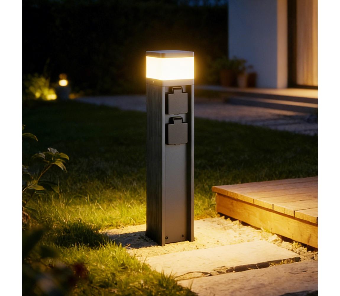 Brilagi -Vonkajšia lampa so 2 zásuvkami SCHUKO PILLAR 1xG9/11W/230V IP44 antracit BRI812