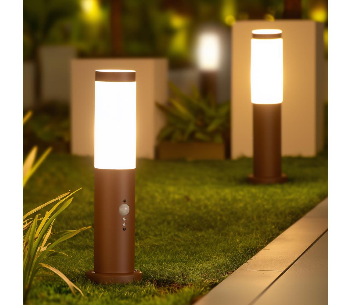 Brilagi - Vonkajšia lampa so senzorom NOVA 1xE27/15W/230V 40 cm IP44 hnedá FG-KH142PSH-40-SEN-RUST
