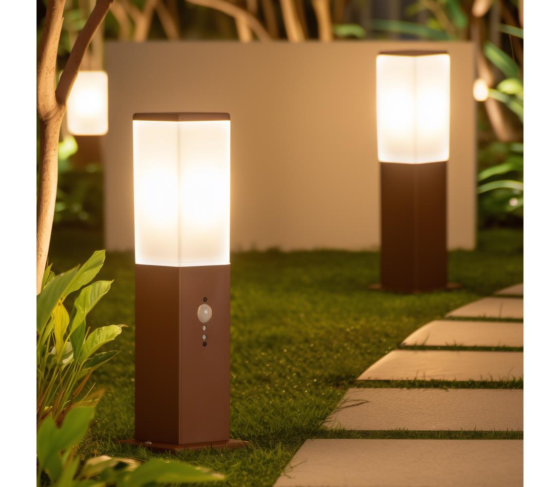 Brilagi - Vonkajšia lampa so senzorom NOVA 1xE27/15W/230V 40 cm IP44 hnedá FG-KH446PSH-40-SEN-RUST