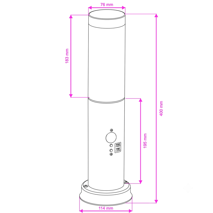 Brilagi - Vonkajšia lampa so senzorom NOVA 1xE27/15W/230V 40 cm IP44 matný chróm