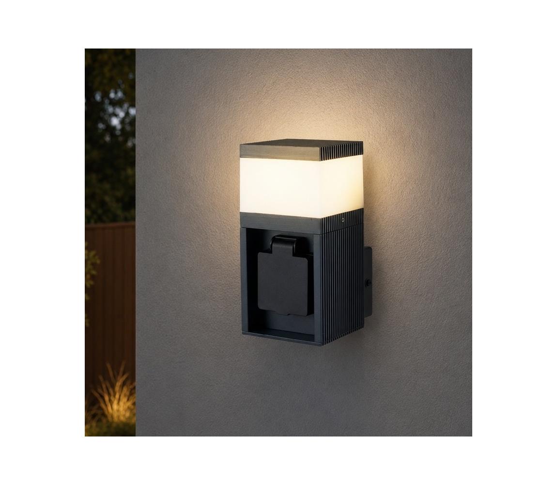 Brilagi - Vonkajšia lampa so zásuvkou SCHUKO PILLAR 1xG9/11W/230V IP44 antracit BRI810