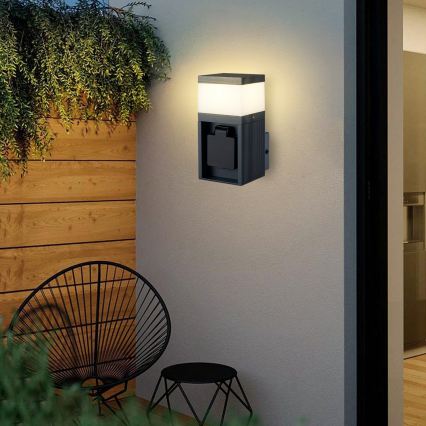 Brilagi - Vonkajšie nástenné svietidlo so zásuvkou SCHUKO PILLAR 1xG9/11W/230V IP44 antracit