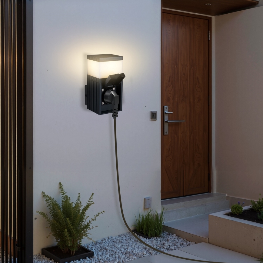 Brilagi - Vonkajšie nástenné svietidlo so zásuvkou SCHUKO PILLAR 1xG9/11W/230V IP44 antracit