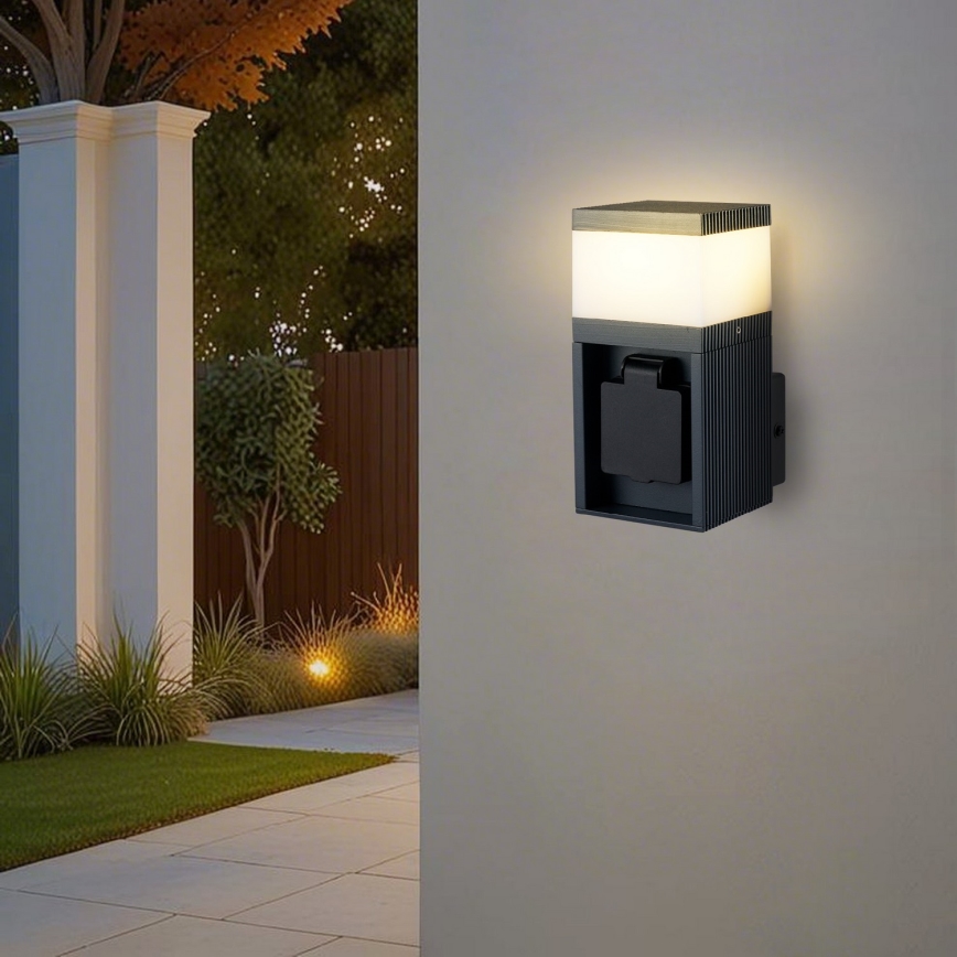Brilagi - Vonkajšie nástenné svietidlo so zásuvkou SCHUKO PILLAR 1xG9/11W/230V IP44 antracit