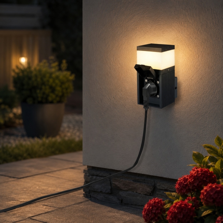Brilagi - Vonkajšie nástenné svietidlo so zásuvkou SCHUKO PILLAR 1xG9/11W/230V IP44 antracit