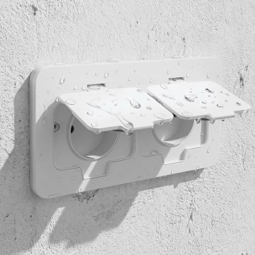 Brilagi - Vonkajšia vstavaná podlahová dvojitá zásuvka IP55 biela obdĺžniková