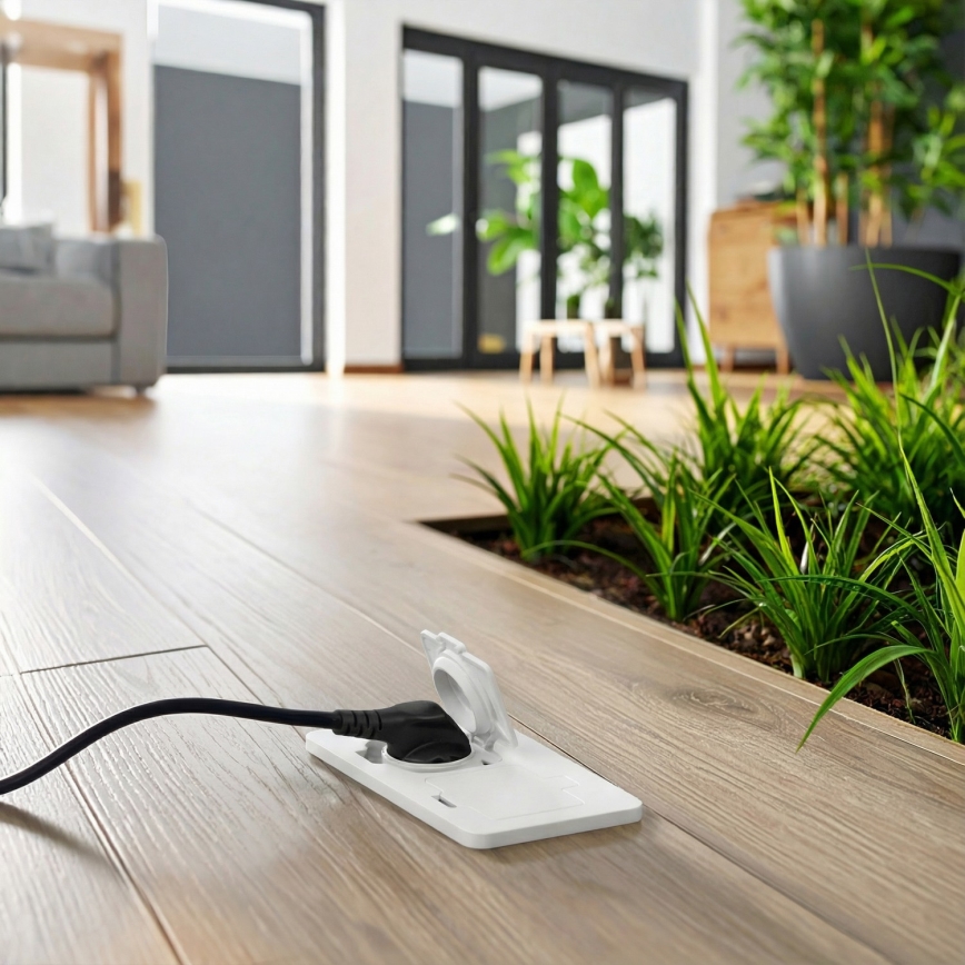 Brilagi - Vonkajšia vstavaná podlahová dvojitá zásuvka IP55 biela obdĺžniková