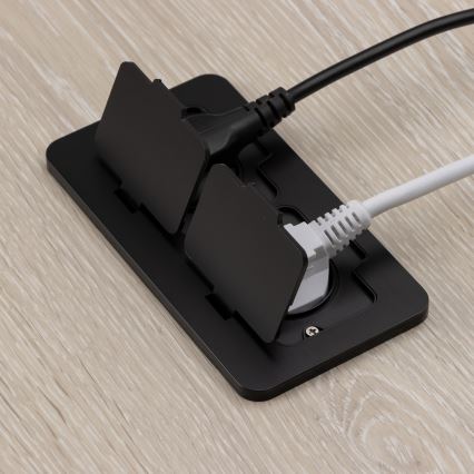 Brilagi - Vonkajšia zapustená obdĺžniková podlahová dvojzásuvka IP55 čierna