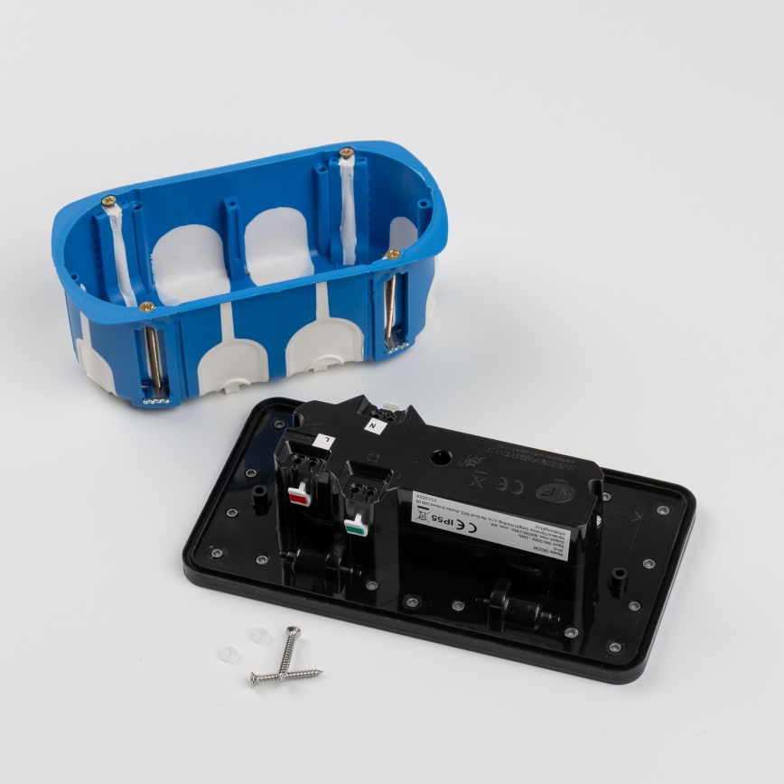 Brilagi - Vonkajšia zapustená obdĺžniková podlahová dvojzásuvka IP55 čierna