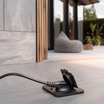 Brilagi - Vonkajšia zapustená obdĺžniková podlahová zásuvka IP55 čierna