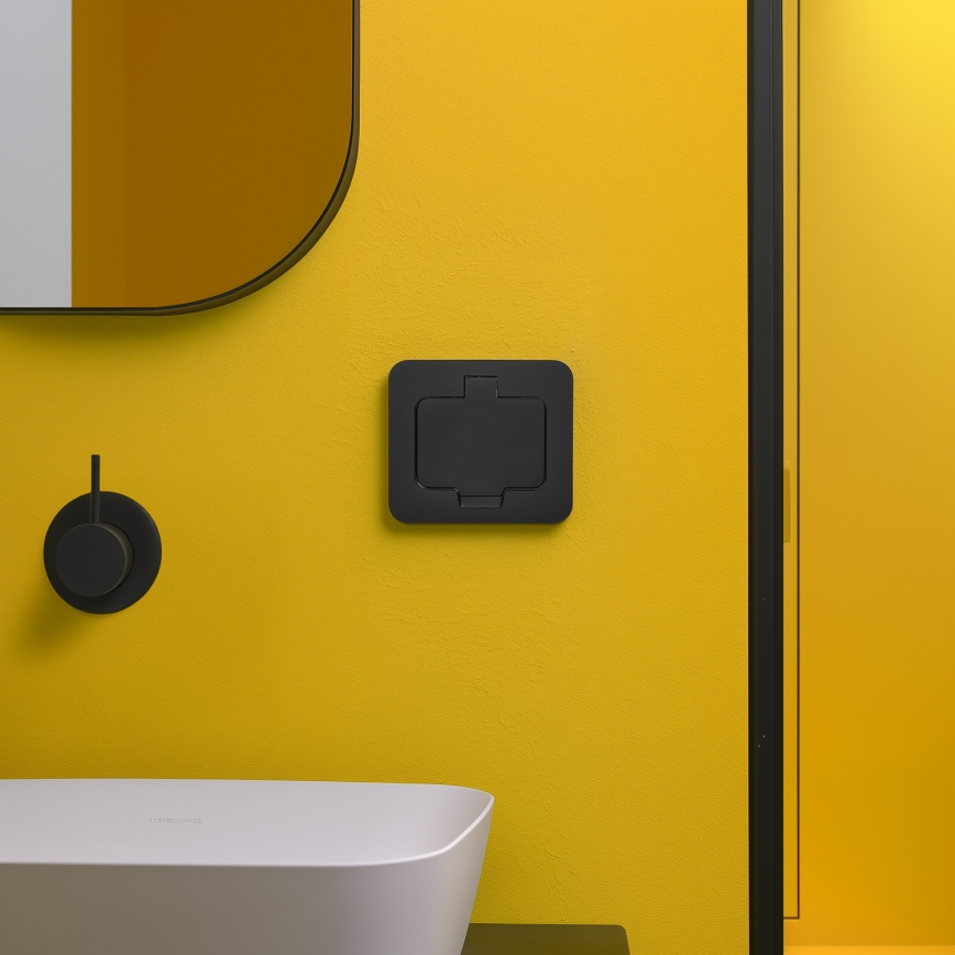 Brilagi - Vonkajšia zapustená obdĺžniková podlahová zásuvka IP55 čierna