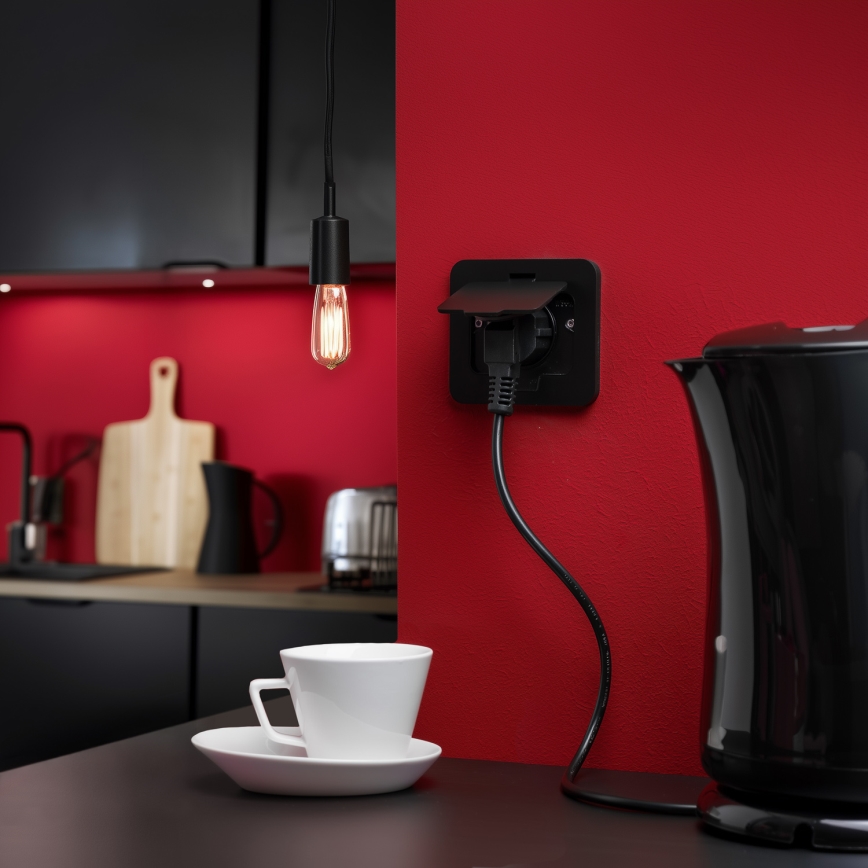 Brilagi - Vonkajšia zapustená obdĺžniková podlahová zásuvka IP55 čierna