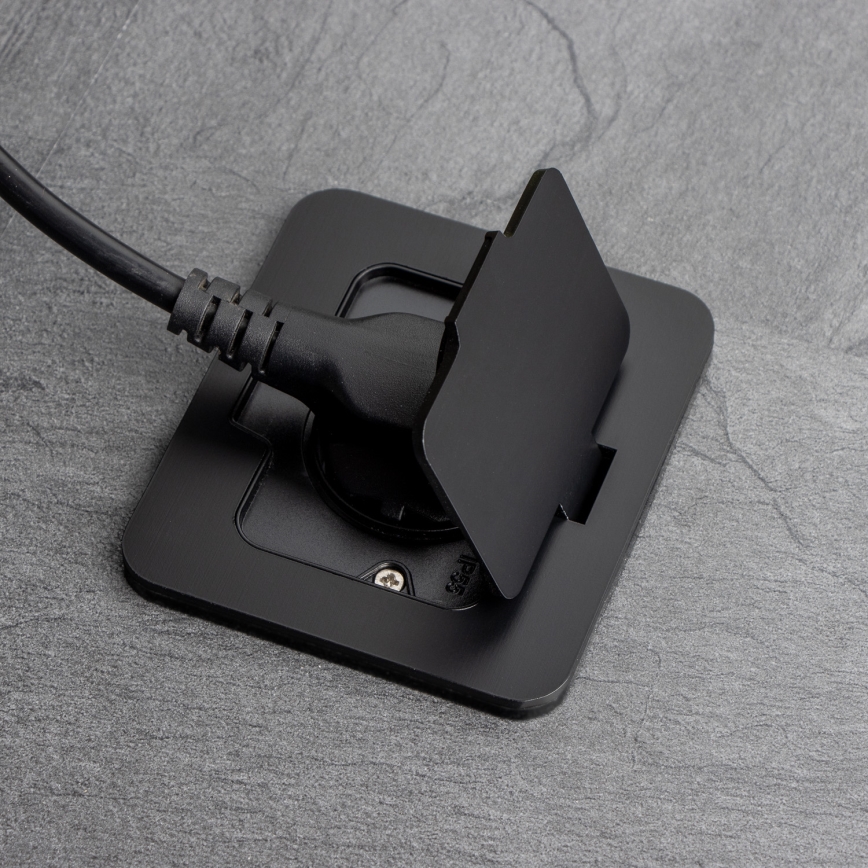 Brilagi - Vonkajšia zapustená obdĺžniková podlahová zásuvka IP55 čierna