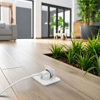 Brilagi - Vonkajšia zapustená podlahová zásuvka IP55 biela obdĺžniková