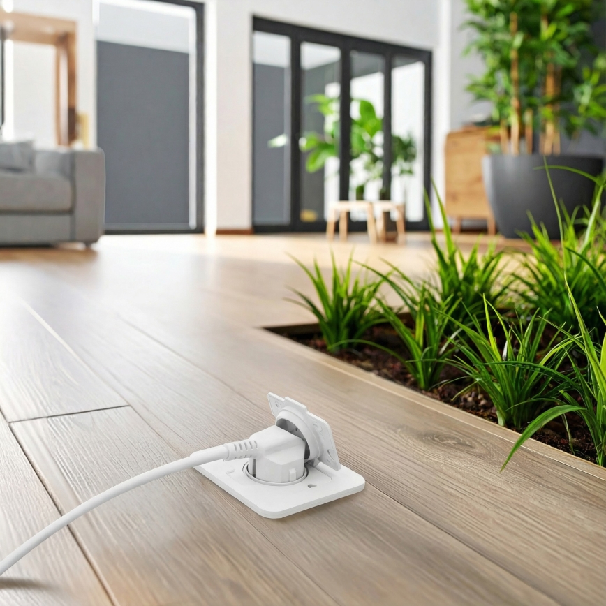 Brilagi - Vonkajšia zapustená podlahová zásuvka IP55 biela obdĺžniková