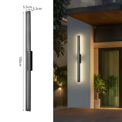 Brilagi - LED Vonkajšie nástenné svietidlo LINEO LED/24W/230V 4000K IP65 100 cm čierna
