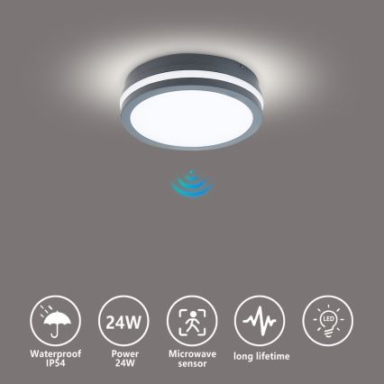 Brilagi - LED vonkajšie svietidlo so senzorom BENE LED/18W/230V priemer 22 cm antracit IP54