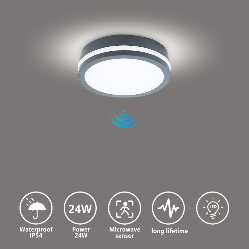 Brilagi - LED vonkajšie svietidlo so senzorom BENE LED/18W/230V priemer 22 cm antracit IP54