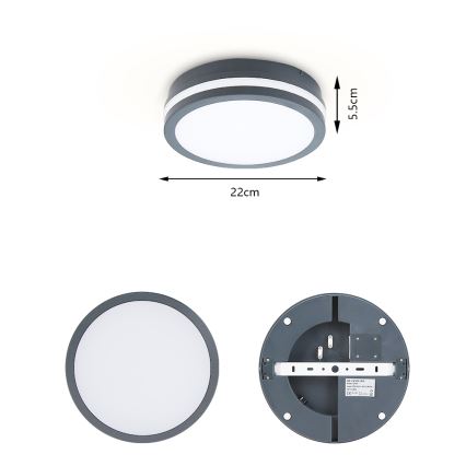 Brilagi - LED vonkajšie svietidlo so senzorom BENE LED/18W/230V priemer 22 cm antracit IP54