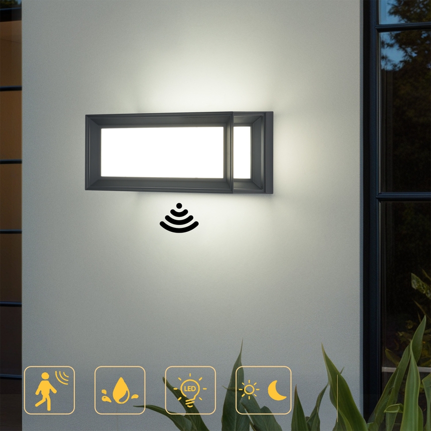 Brilagi - LED vonkajšie nástenné svietidlo so senzorom PARKER LED/12W/230V antracit IP44
