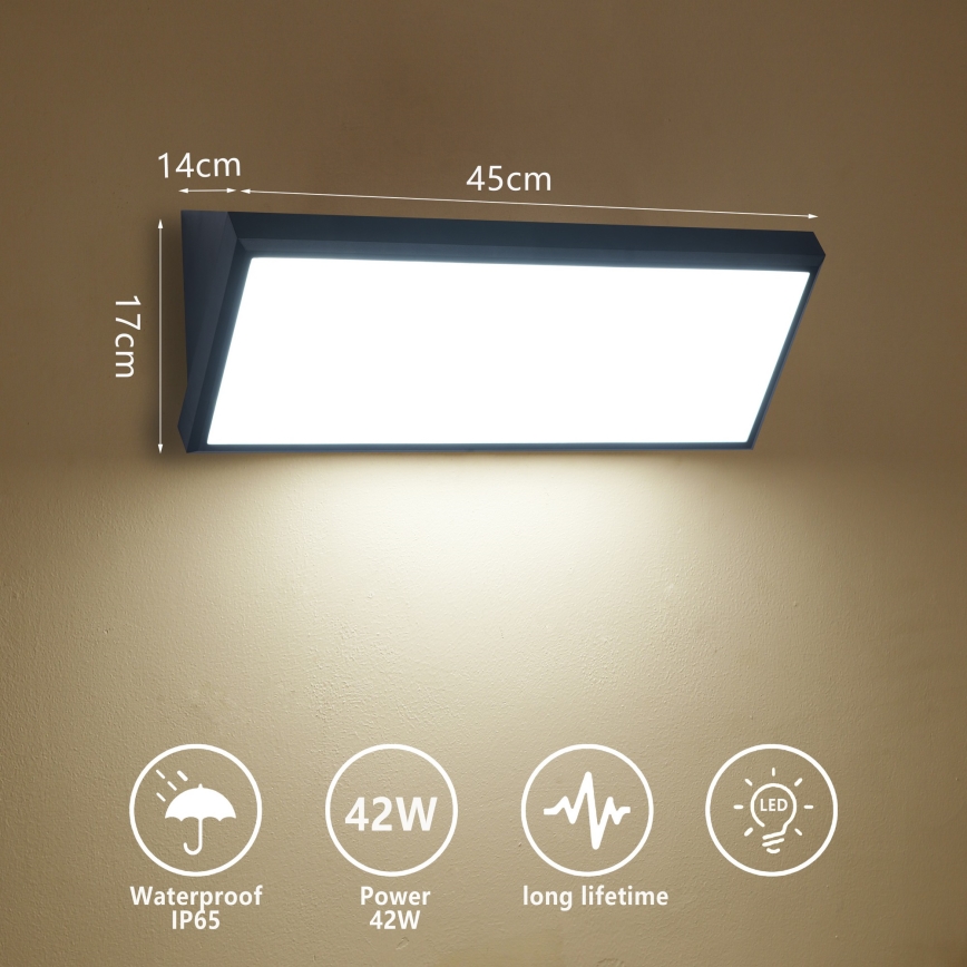 Brilagi - LED vonkajšie nástenné svietidlo TRIANGLE LED/42W/230V 45 cm čierne IP65
