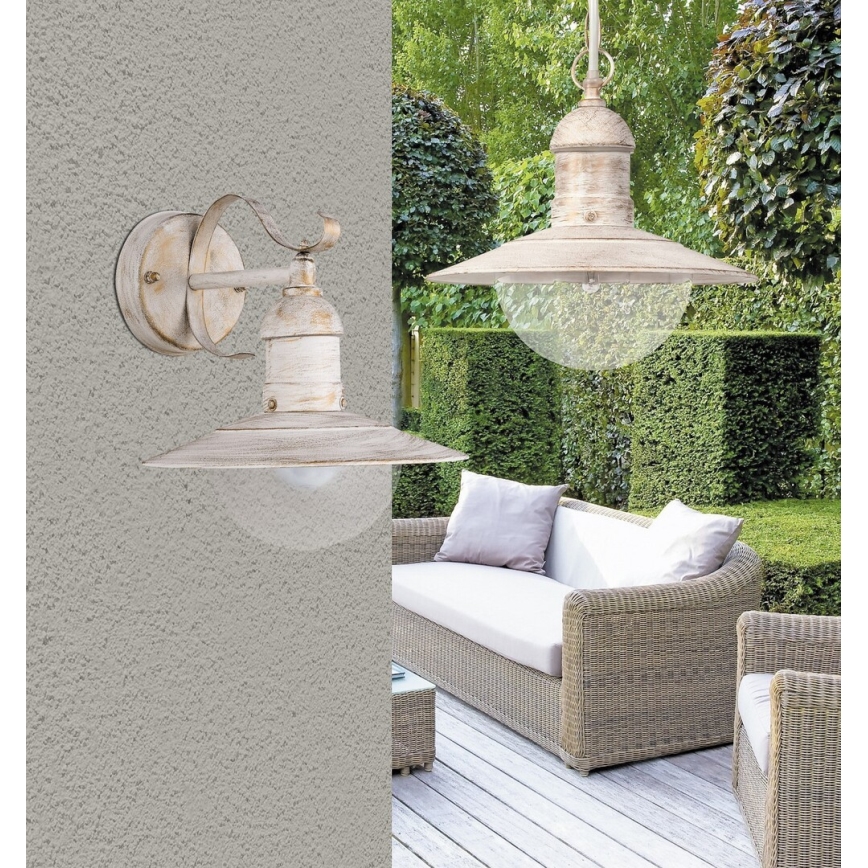 Brilagi - Vonkajšie nástenné svietidlo MOLDE 1xE27/60W/230V IP44 biela/patina