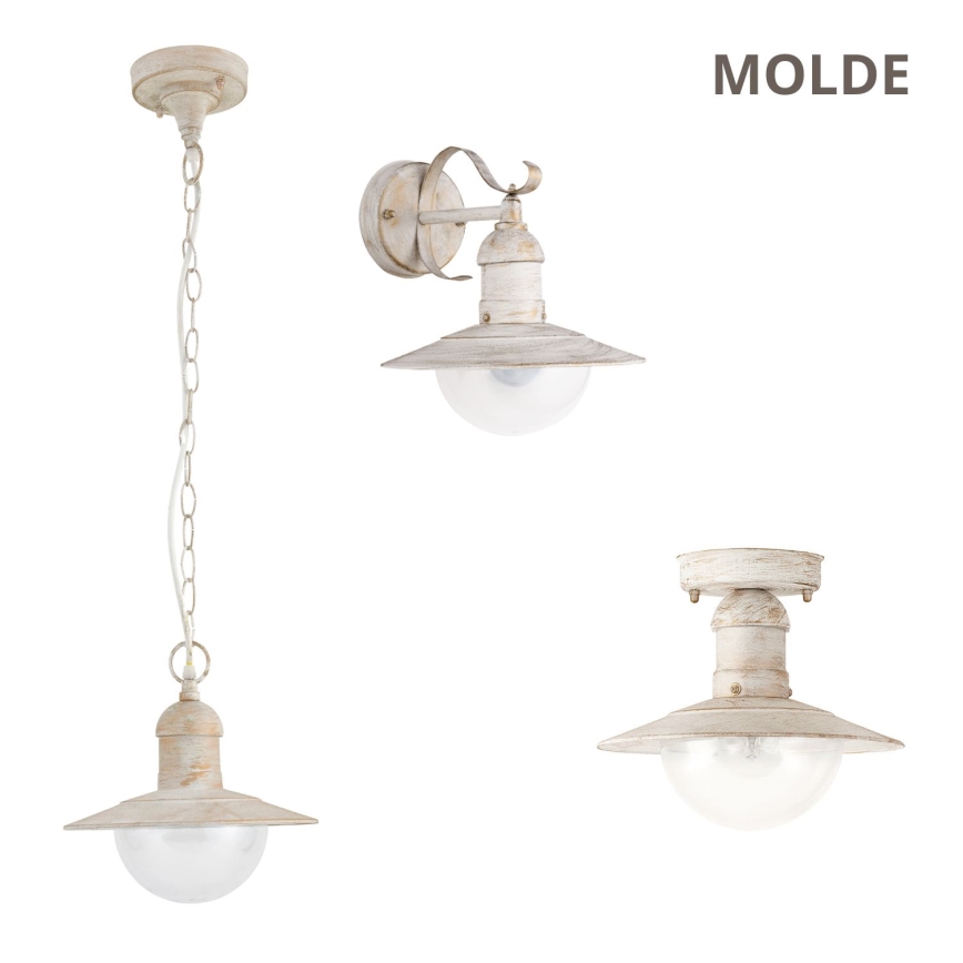 Brilagi - Vonkajšie nástenné svietidlo MOLDE 1xE27/60W/230V IP44 biela/patina