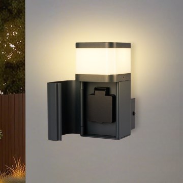 Brilagi - Vonkajšie nástenné svietidlo so zásuvkou SCHUKO PILLAR 1xG9/11W/230V IP44 antracit