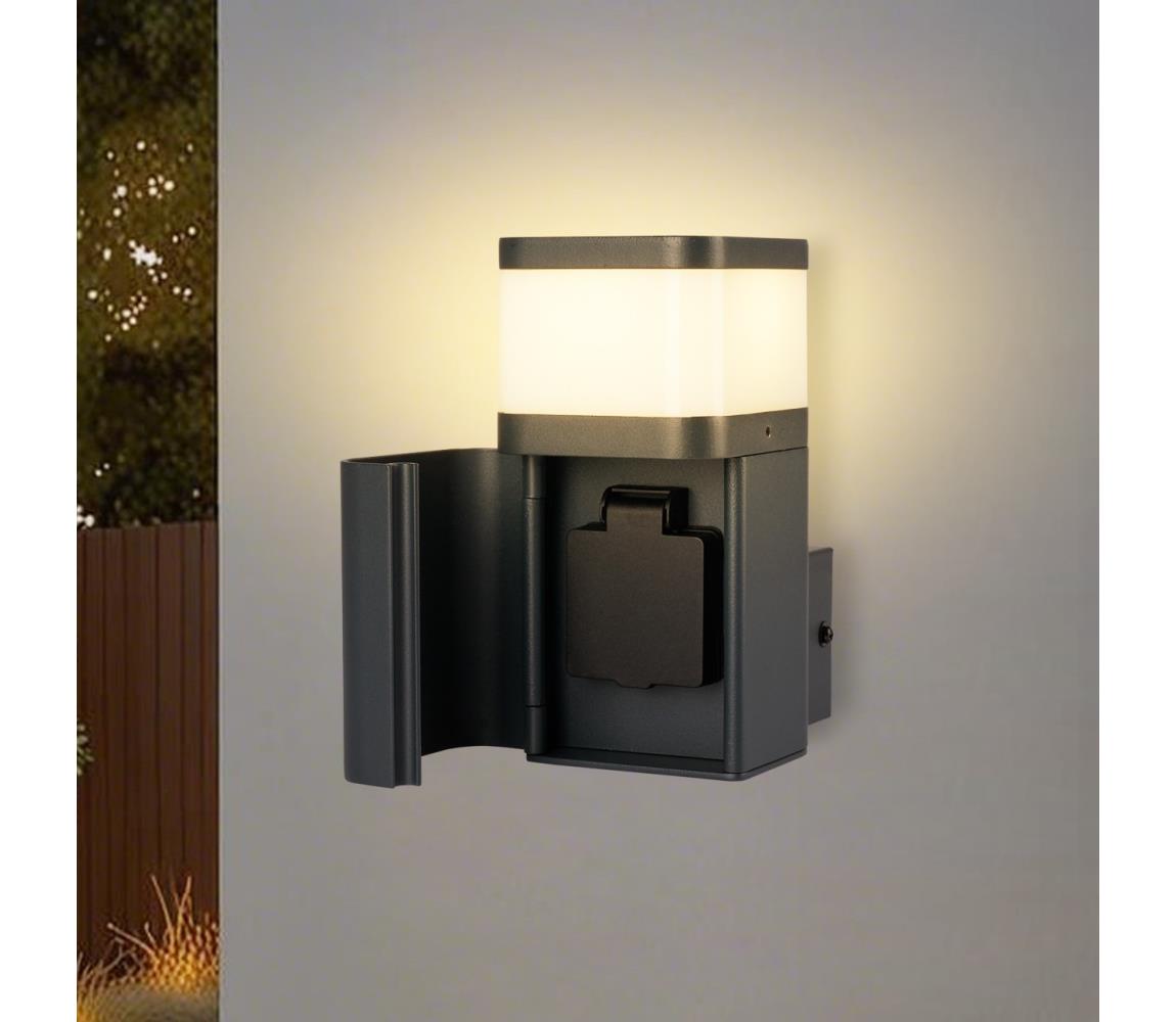 Brilagi - Vonkajšie nástenné svietidlo so zásuvkou SCHUKO PILLAR 1xG9/11W/230V IP44 antracit BRI807