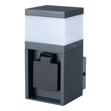 Brilagi - Vonkajšie nástenné svietidlo so zásuvkou SCHUKO PILLAR 1xG9/11W/230V IP44 antracit