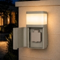 BRILAGI - Vonkajšie nástenné svietidlo so zásuvkou SCHUKO PILLAR 1xG9/11W/230V IP44 sivé