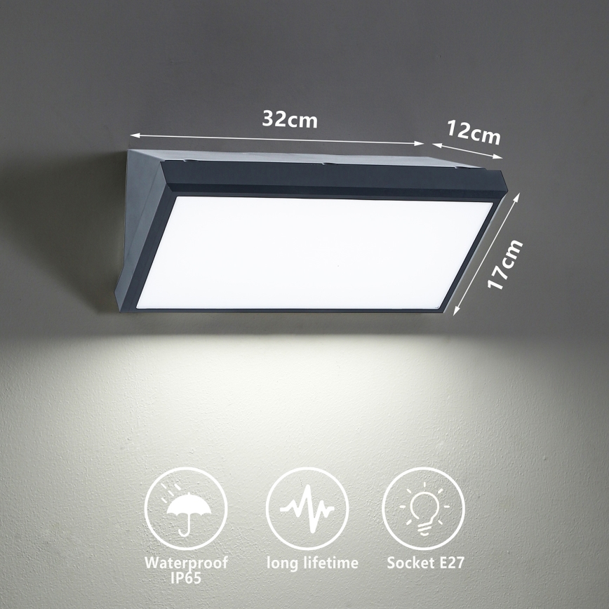 Brilagi - Vonkajšie nástenné svietidlo TRIANGLE 1xE27/60W/230V antracit IP65