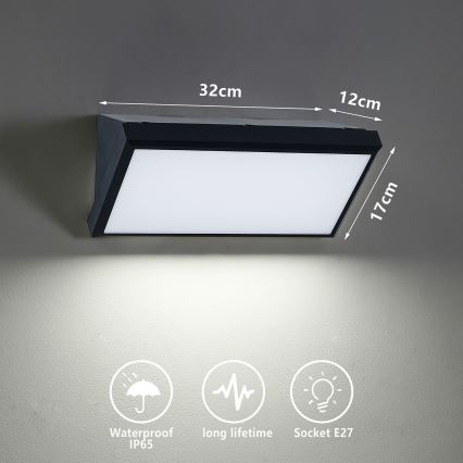 Brilagi - Vonkajšie nástenné svietidlo TRIANGLE 1xE27/60W/230V čierna IP65