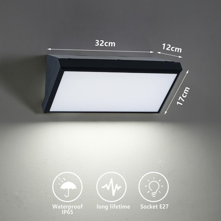 Brilagi - Vonkajšie nástenné svietidlo TRIANGLE 1xE27/60W/230V čierna IP65