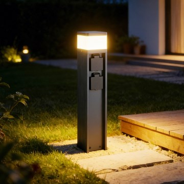 Brilagi - Vonkajšie svietidlo PILLAR s 2 zásuvkami SCHUKO 1xG9/11W/230V IP44 antracit