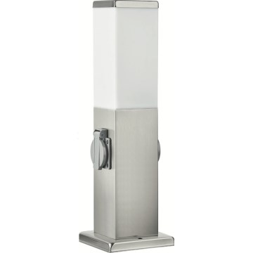 Brilagi - Vonkajšie svietidlo s 2 zásuvkami SCHUKO 1xE27/15W/230V 40 cm IP44 matný chróm