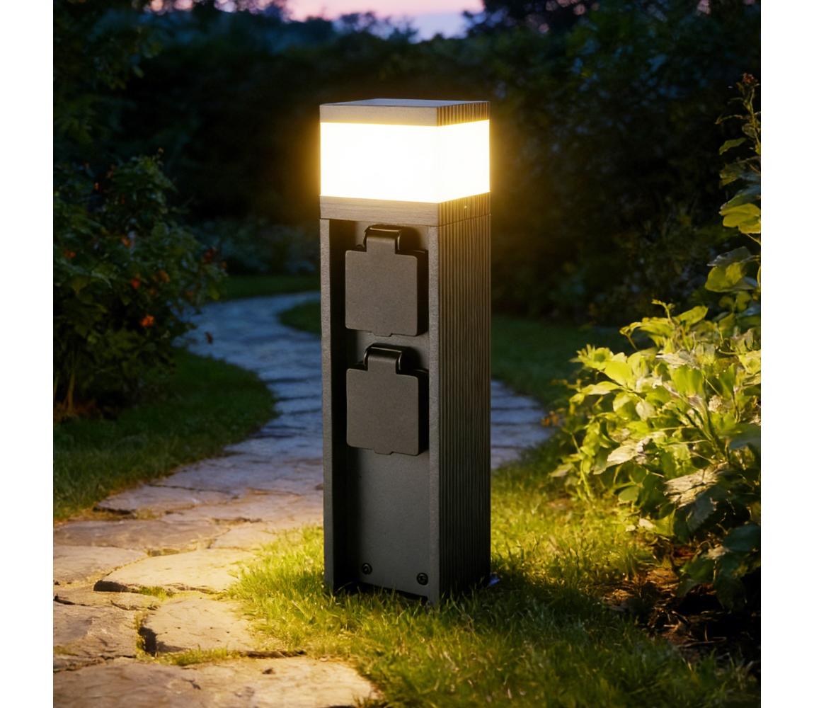 Brilagi -Vonkajšie svietidlo s 2 zásuvkami SCHUKO PILLAR 1xG9/11W/230V IP44 antracitové BRI811