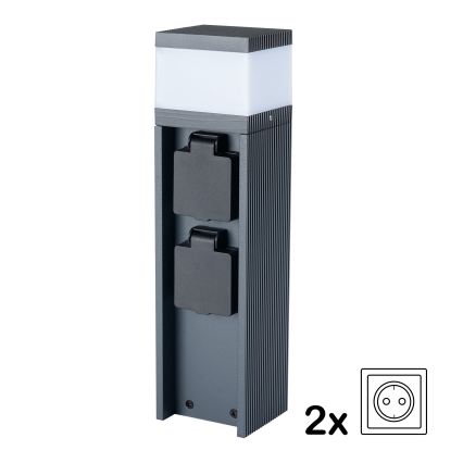 Brilagi -Vonkajšie svietidlo s 2 zásuvkami SCHUKO PILLAR 1xG9/11W/230V IP44 antracitové