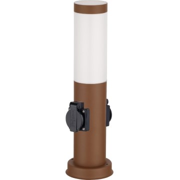 Brilagi - Vonkajšie svietidlo so 2 zásuvkami SCHUKO 1xE27/15W/230V 40 cm IP44 hnedé