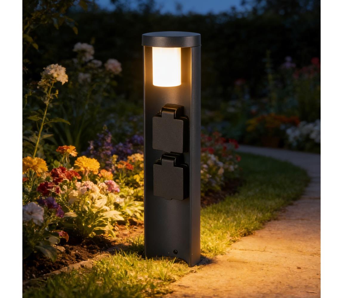 Brilagi - Vonkajšie svietidlo so 2 zásuvkami SCHUKO PILLAR 1xG9/11W/230V IP44 antracit BRI806