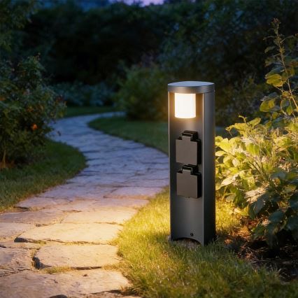 Brilagi - Vonkajšia lampa s 2 zásuvkami SCHUKO PILLAR 1xG9/11W/230V IP44 antracit