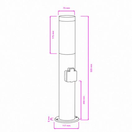 BRILAGI - Vonkajšie svietidlo so zásuvkou ELIA 1xE27/20W/230V IP44 50 cm antracit