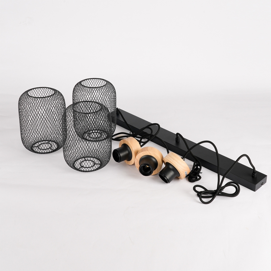 Brilagi - Závesné svietidlo na lane BASKLITE 3xE27/15W/230V kaučukovník/čierna