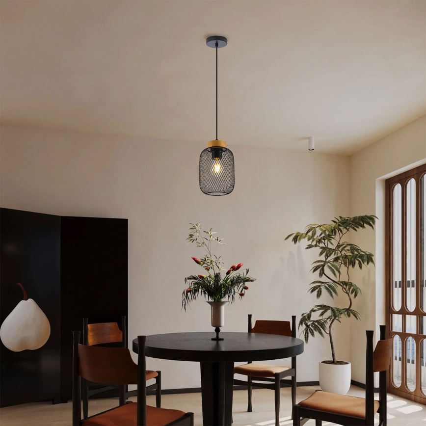 Brilagi - Závesné svietidlo na lanku BASKLITE 1xE27/15W/230V drevo/čierna