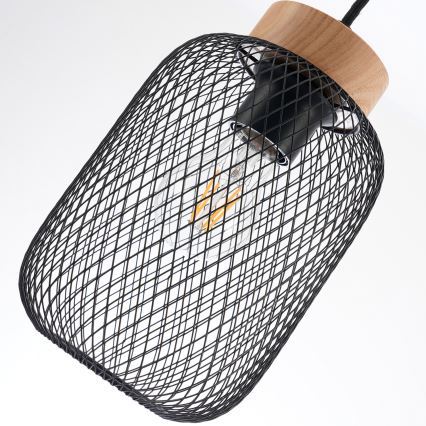Brilagi - Závesné svietidlo na lanku BASKLITE 3xE27/15W/230V drevo/čierna